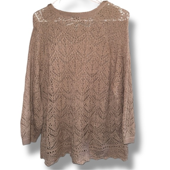 Anthropologie (Wonderly) Pink Beige Loose Knit Layering Sweater Women’s Size L - Picture 5 of 16